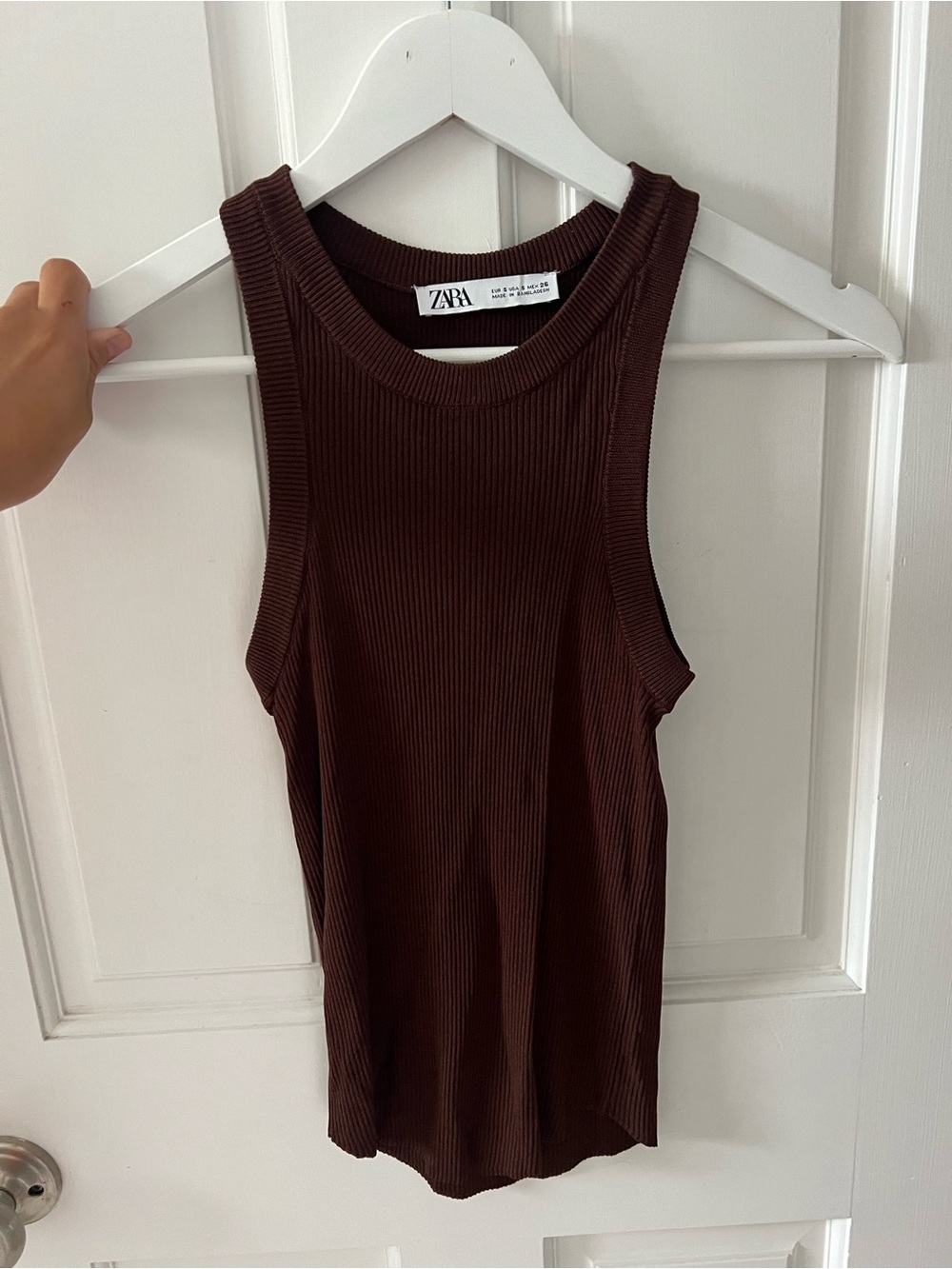 Zara Brown Ribbed Tank Top